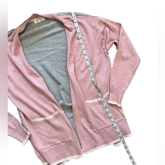 Rose & Grey Colour Blocked Lightweight Open Long Sleeve Cardigan With Pockets S - Picture 5 of 8